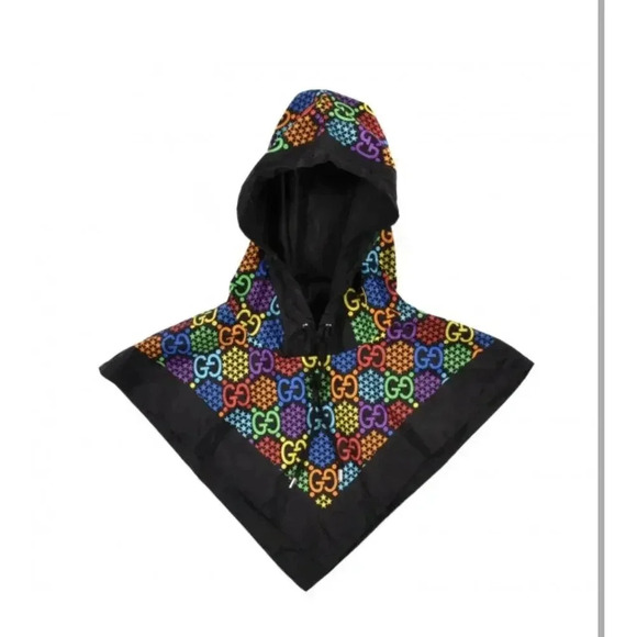 Gucci Accessories - Gucci Silk Nylon Monogram Psychedelic Rain Hood Black
